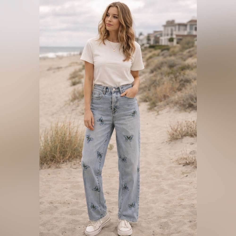 PacSun Light Blue Butterfly Jeans